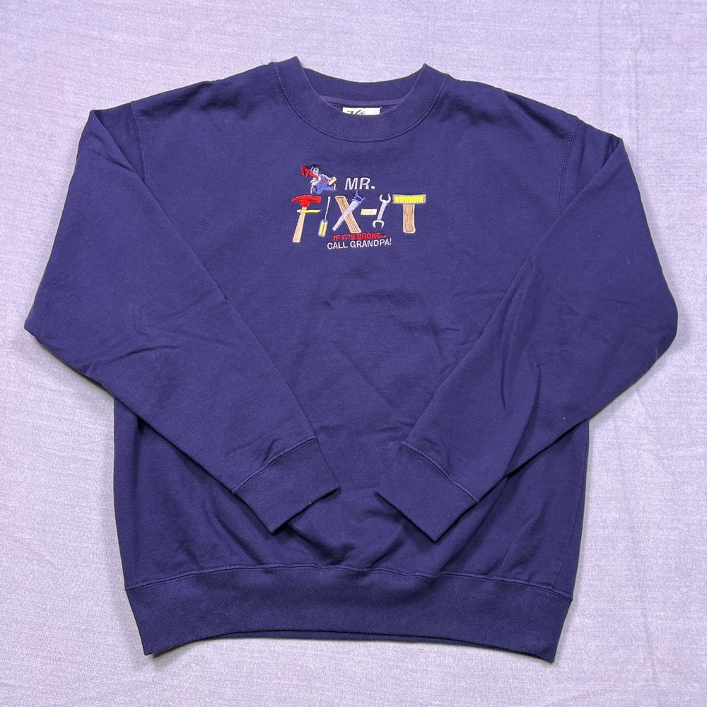 MC Sport Mens XL Navy Blue Mr Fix It‎ Grandpa Crewneck Sweatshirt